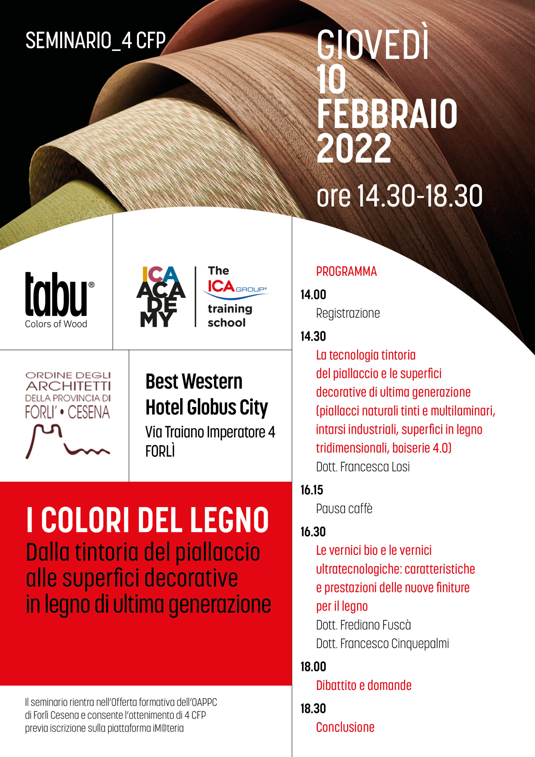 SEMINARIO PER ARCHITETTI “I COLORI DEL LEGNO” a Forlì – 10 Febbraio h 14.30-18.30
